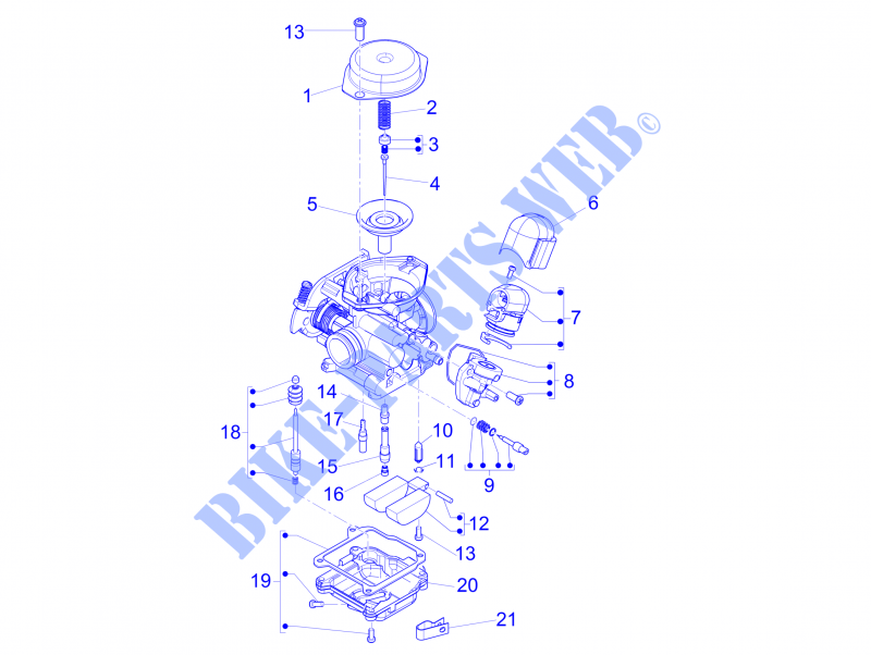 Componentes do carburador para VESPA Primavera 4T-4V 2013