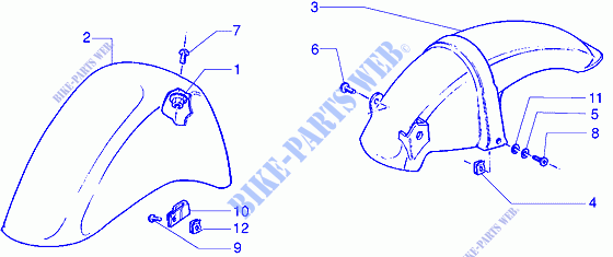 Front and rear mudguard para VESPA ET2 50 Iniezione Other year
