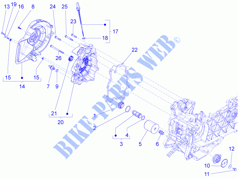 Cobertura do volante magnete   Filtro do óleo para VESPA 946 150 4T 3V ABS 2015