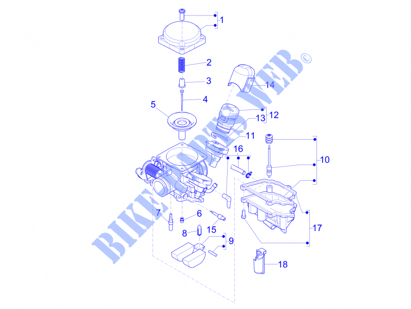 Componentes do carburador para PIAGGIO Liberty 4T PTT (SL) 2013