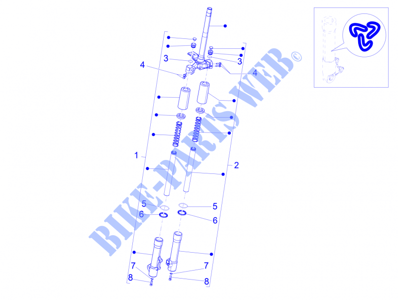 Componentes das forquilha (Wuxi Top) para PIAGGIO Liberty 4T PTT (B-NL) 2016