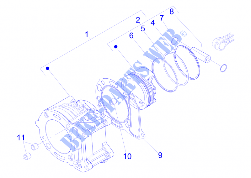 Grupo cilindro pistão pino para PIAGGIO X Evo Euro 3 2015